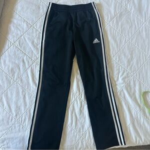 Adidas Kids Black Joggers with White Stripes- Size 10/12